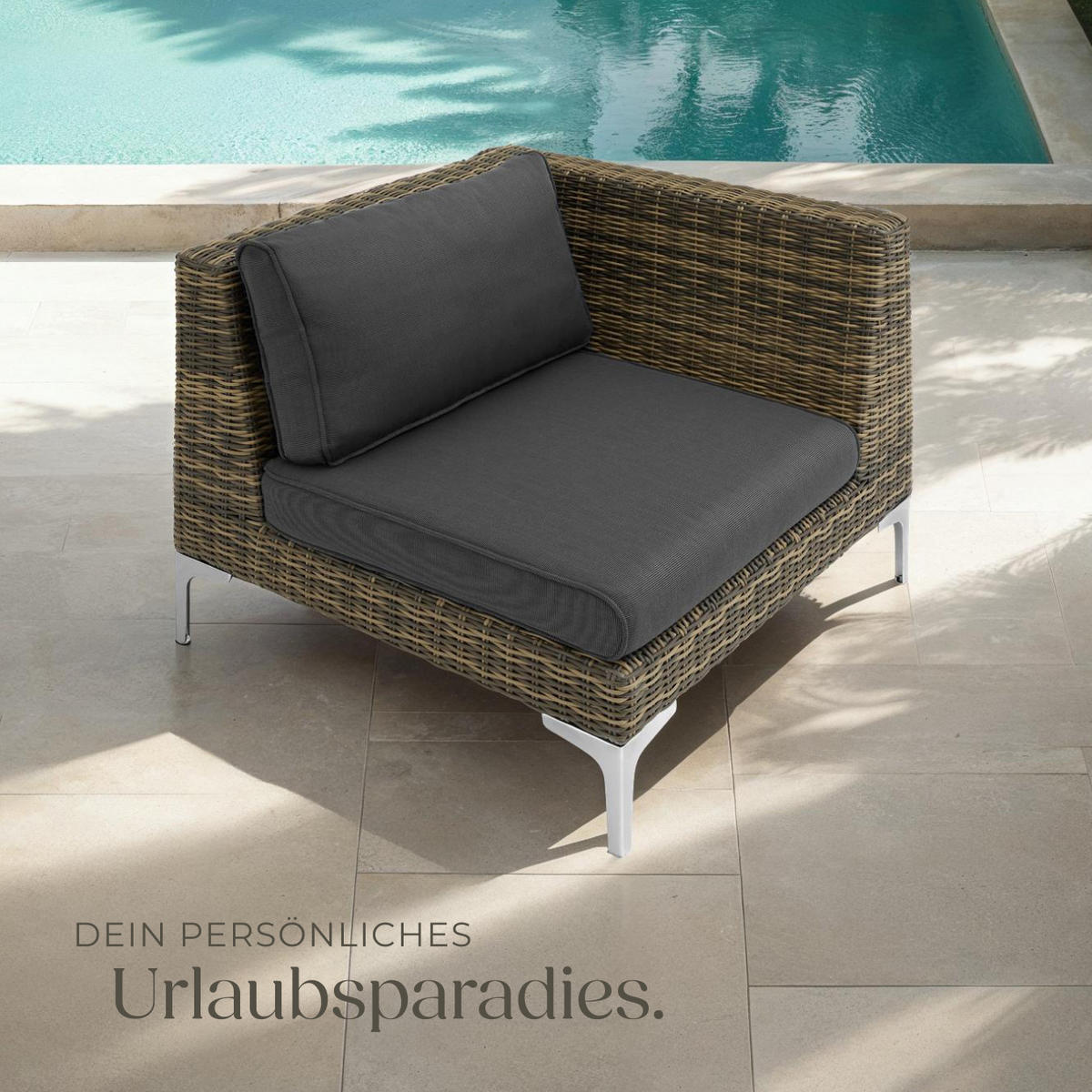 GARTEN-LOUNGE-SET Villanova,89 x 89 x 72 cm,anthrazit-meliert - Anthrazit, Kunststoff - tectake