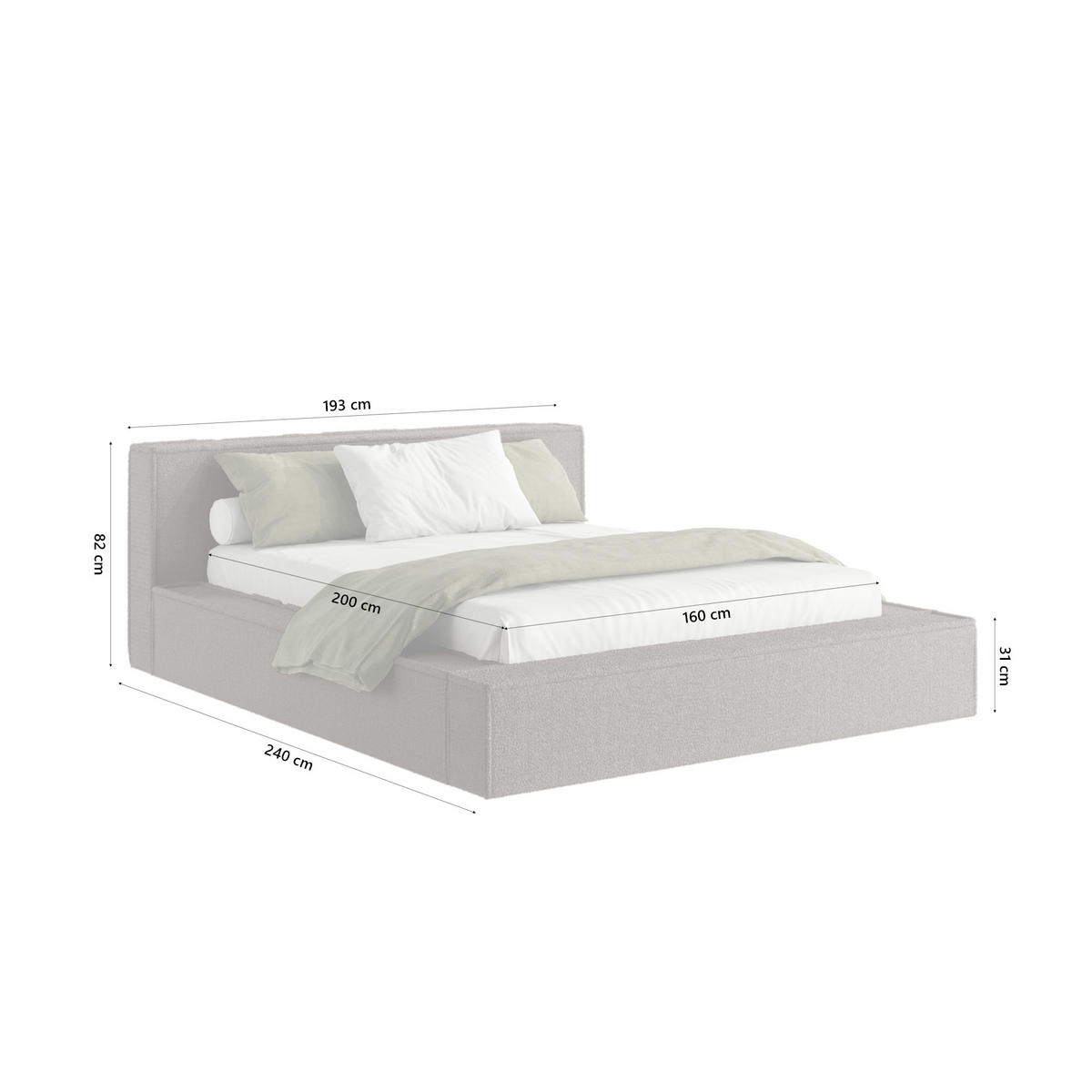 POLSTERBETT Menfi 160x200 cm, Braun - Braun, Textil (160/200cm) - Fedve