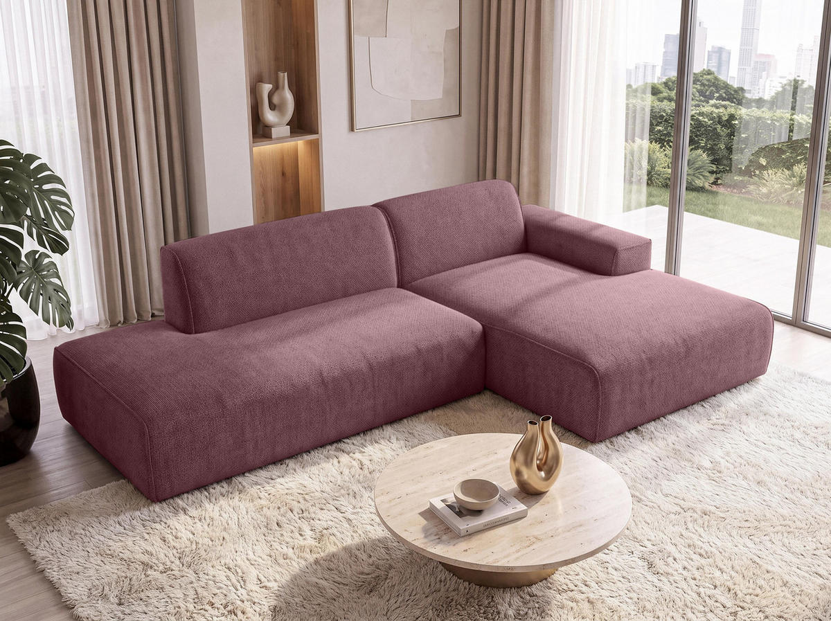 ECKSOFA L Form Didim Duo Rosa 288/162/80 cm – stilvolle kleine Eckcouch Rechts - Pink/Schwarz, Kunststoff/Textil (162/288cm) - AX Living