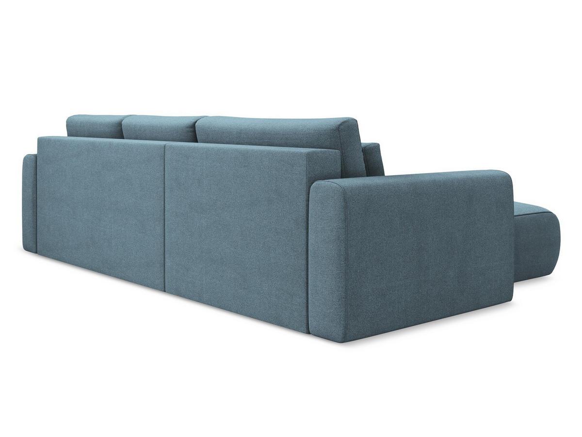 ECKSOFA mit Schlaffunktion Strukturstoff Stoff Blau - Blau/Schwarz, Kunststoff/Textil (149/278cm) - Makamii