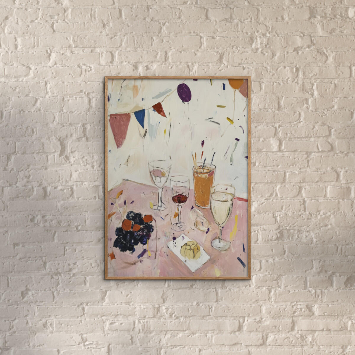 POSTER mit Rahmen Treechild - Party Time No 1 - Eichefarben/Multicolor, Holz/Papier (70/100cm) - Poster&Frame