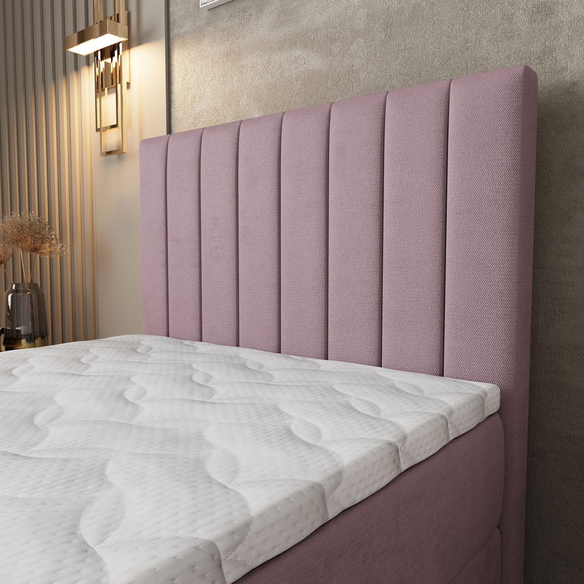 BOXBETT ARION 100 100x200 cm mit Matratze und Topper, H2+H3 - Rosa - Rosa, Holz (100/200cm) - MASSENO