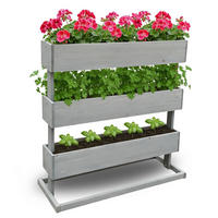 HOCHBEET 3 Etagen Holz Grau 75/30/75 cm - Grau, Holz (30/75/75cm) - Coemo