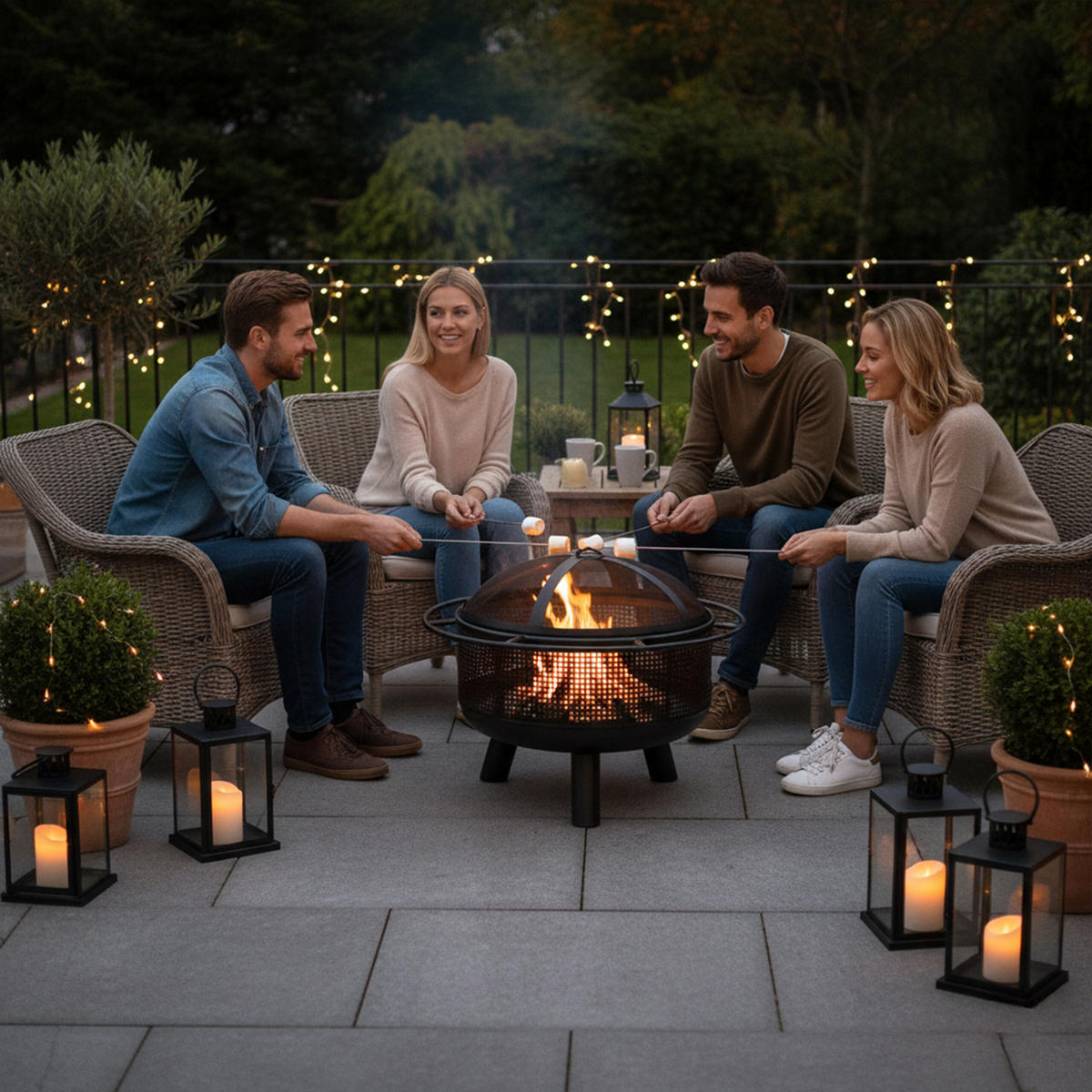 FEUERSCHALE - Schwarz, Metall (60/52/60cm) - Relaxdays