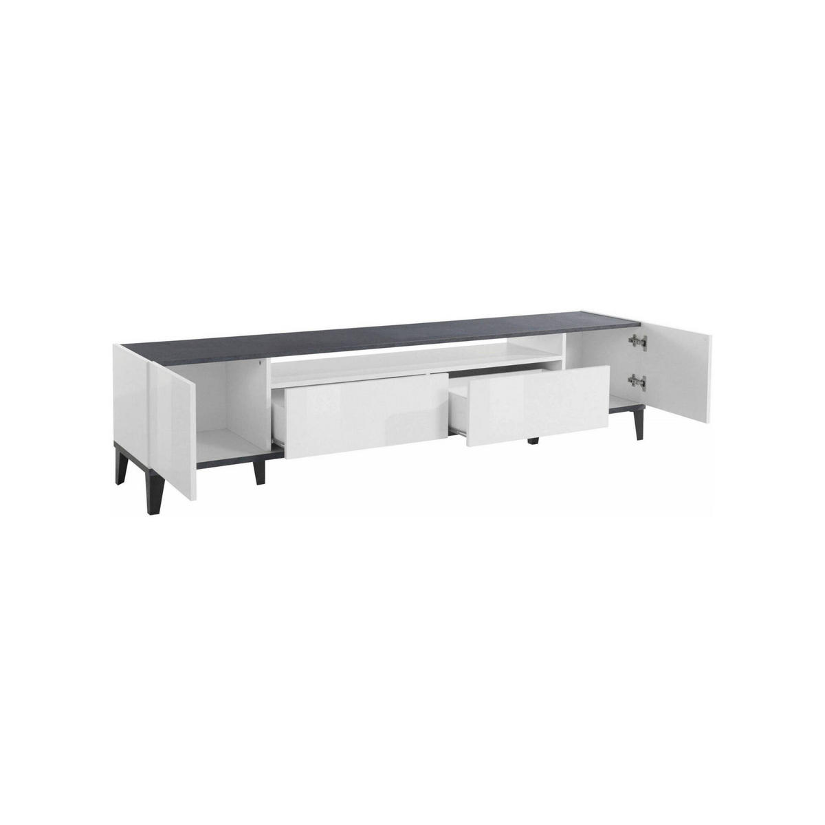 FERNSEHSCHRANK Glänzendes Weiß, Schiefer 40/200/47 cm - Schieferfarben/Weiß, Holzwerkstoff (200/47/40cm) - DMORA