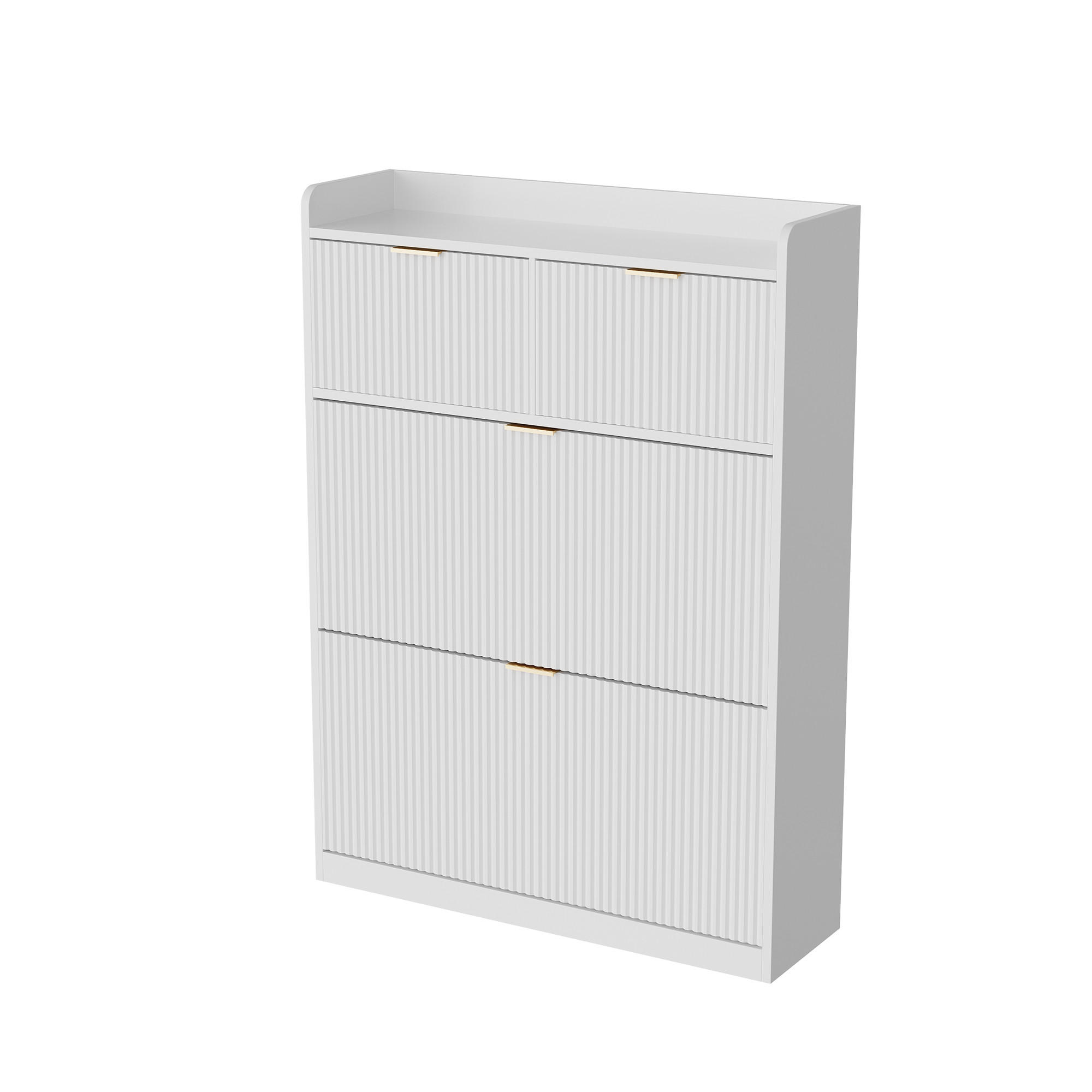 SCHUHSCHRANK mit 2 Schubladen & 2 Klappen, modernes Schuhregal für Flur - Weiß, Holz (80/110/24cm) - Joyfair