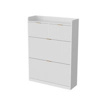 SCHUHSCHRANK mit 2 Schubladen & 2 Klappen, modernes Schuhregal für Flur - Weiß, Holz (80/110/24cm) - Joyfair