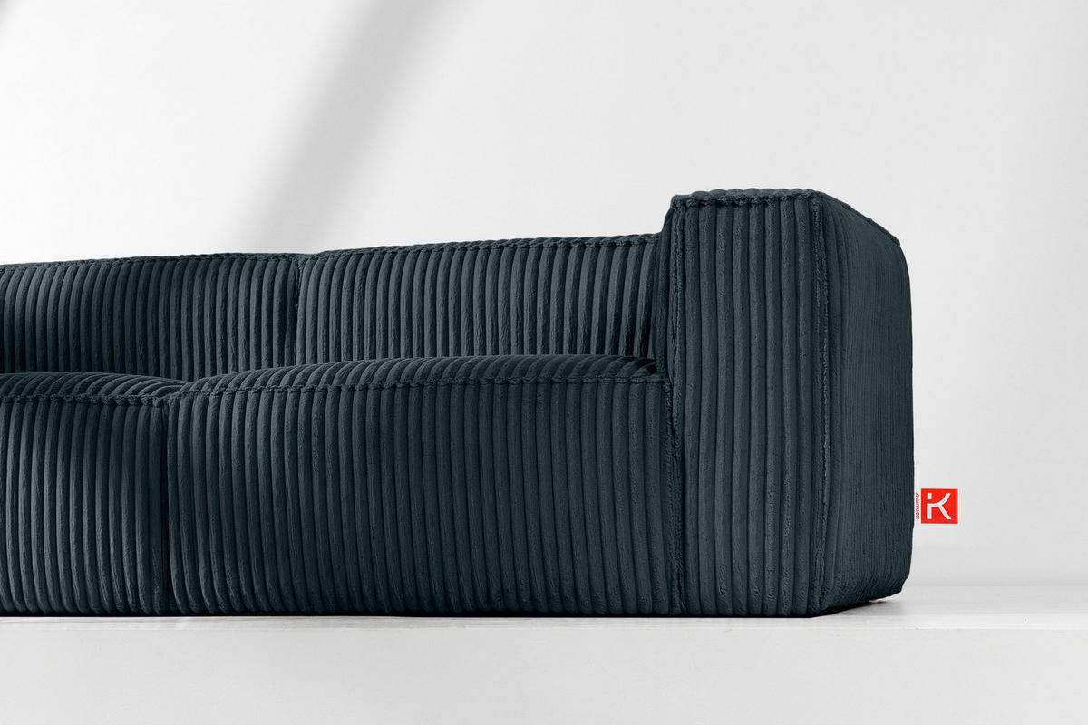 3-SITZER-SOFA FEROX Modern, Cord-Stoff, marineblau - Blau/Grün, Textil (246/73/96cm) - KONSIMO®