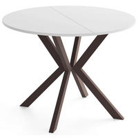 ESSTISCH Valio rund oval ausziehbar verlängerbar mit braunen Metallbeinen, Weiß 100-140/100/76 cm - Braun/Weiß, Holzwerkstoff/Metall (100/140/76cm) - WFL GROUP