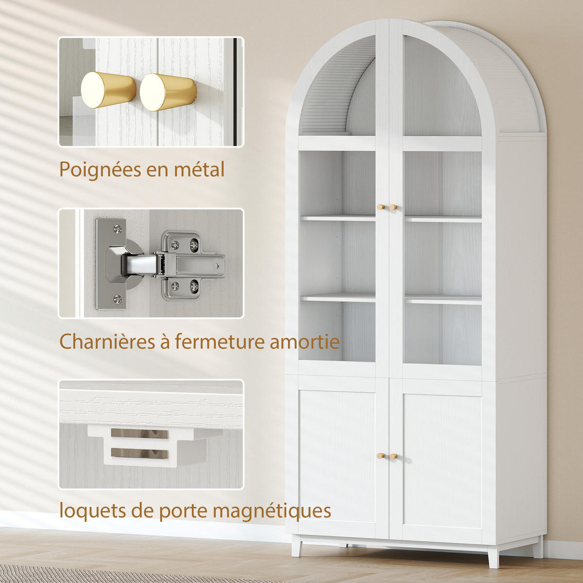 HIGHBOARD DE-11336 Vitrine mit 2 Acryltüren & verstellbaren Böden Weiß - Weiß, Holzwerkstoff (40/180/78cm) - ComfortXL