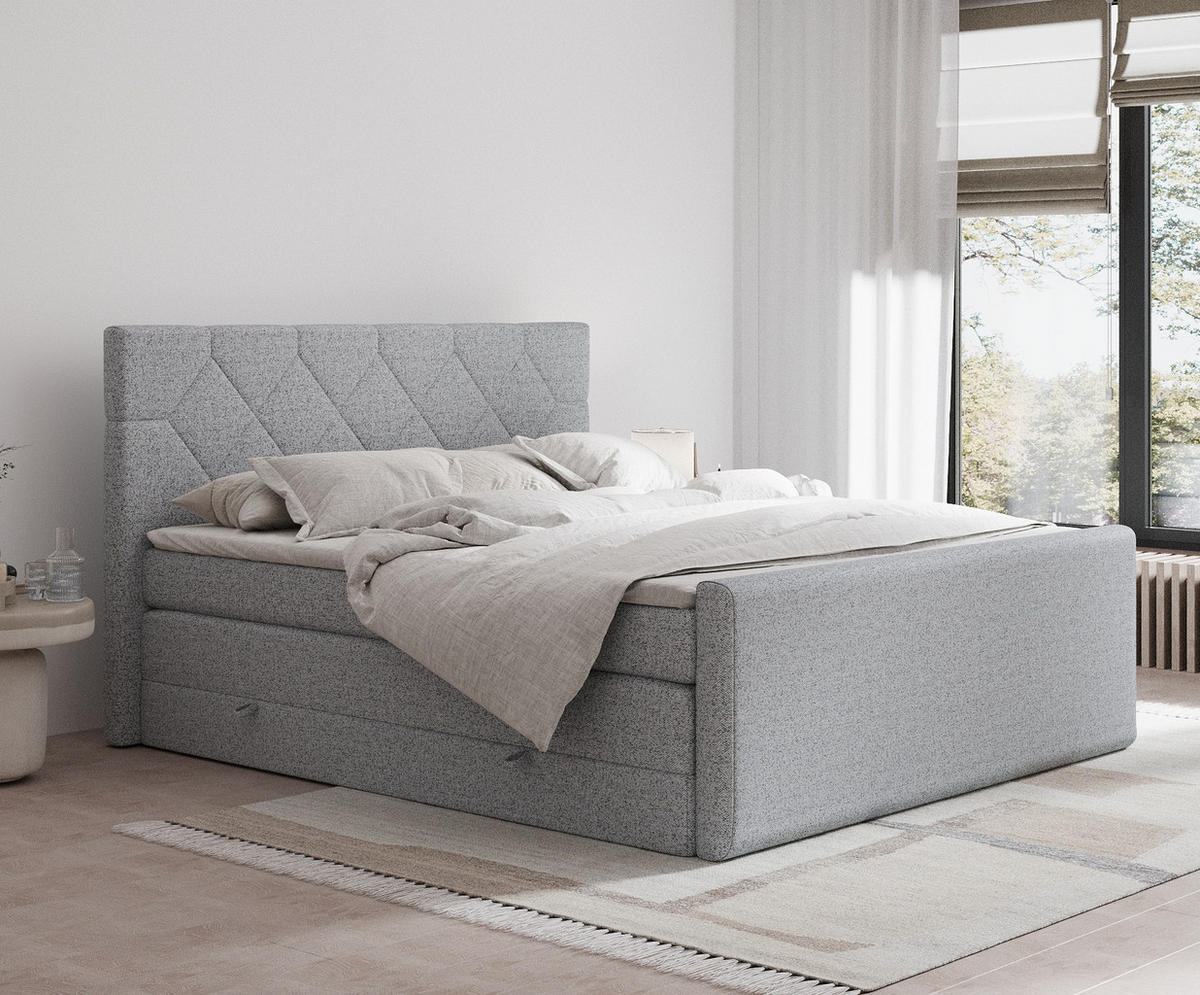 BOXSPRINGBETT Toma Grau 200/200 cm - Schwarz/Grau, Holz/Holzwerkstoff (200/200cm) - Maison de Reve