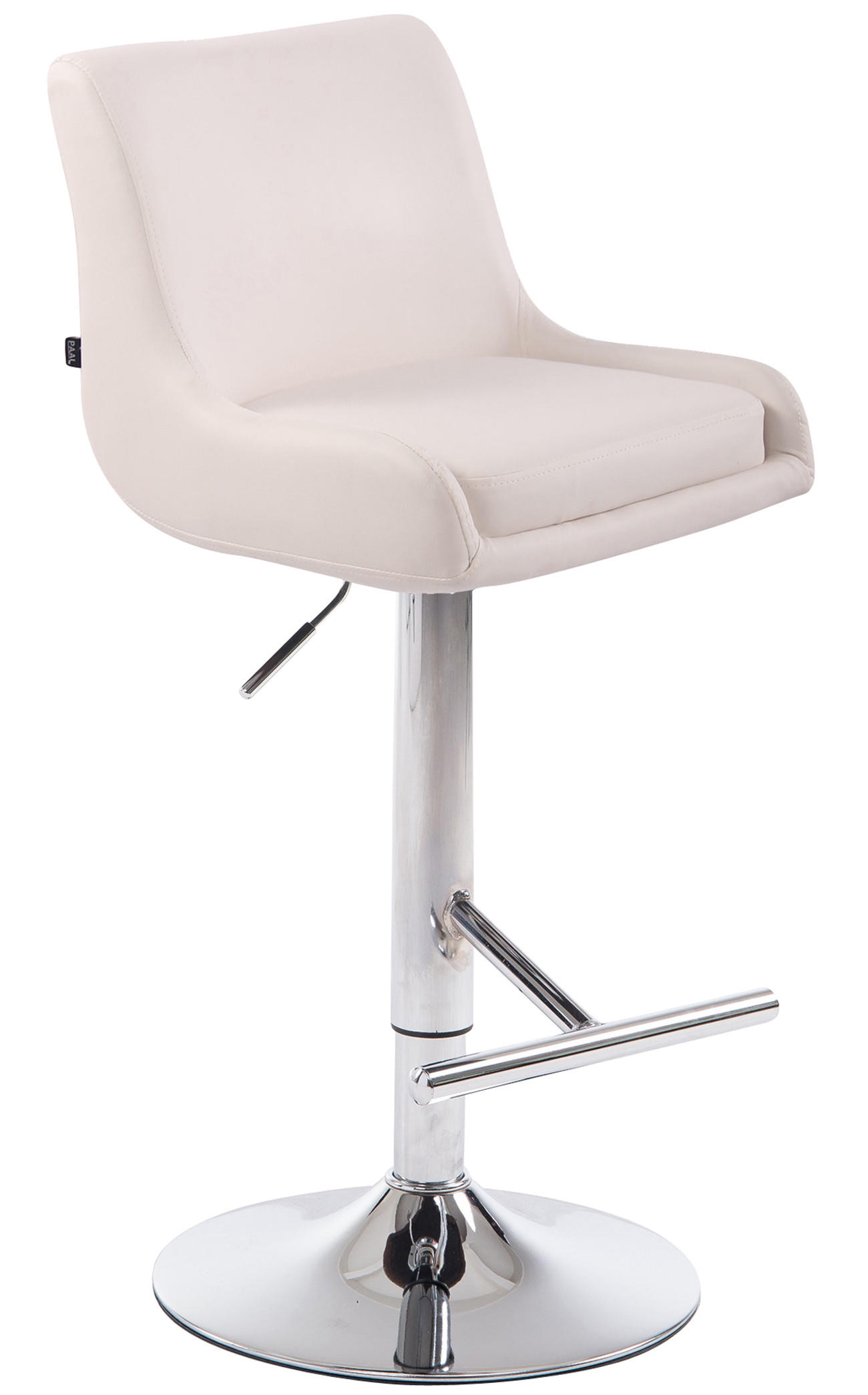 BARHOCKER Lederlook weiß - Chromfarben/Weiß, Textil/Metall (43/90/50cm) - CLP