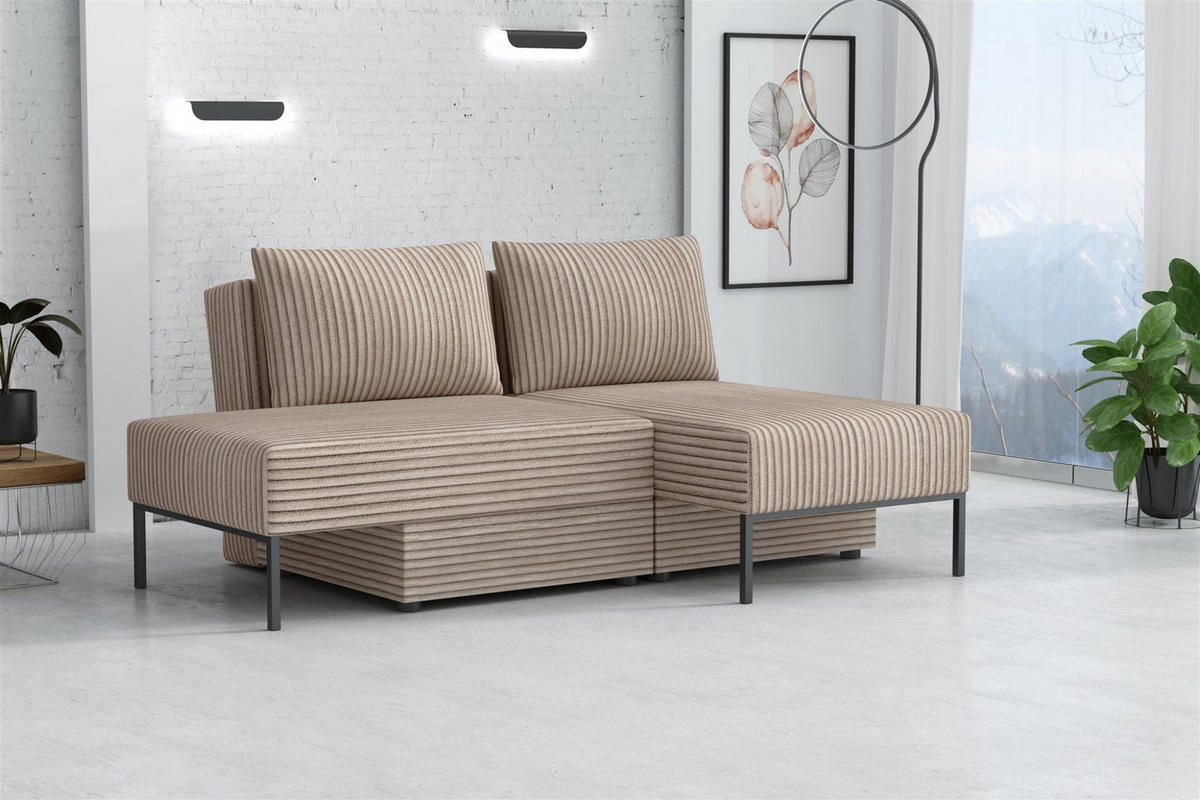 SCHLAFSOFA Gorka - Beige, Holzwerkstoff/Textil (240/87/103cm) - Fun Möbel