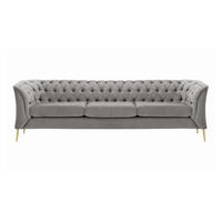 DREISITZER-SOFA Chesterfield Modern-Velluto 15 - Hellgrau, Holz/Textil (248/74/80cm)