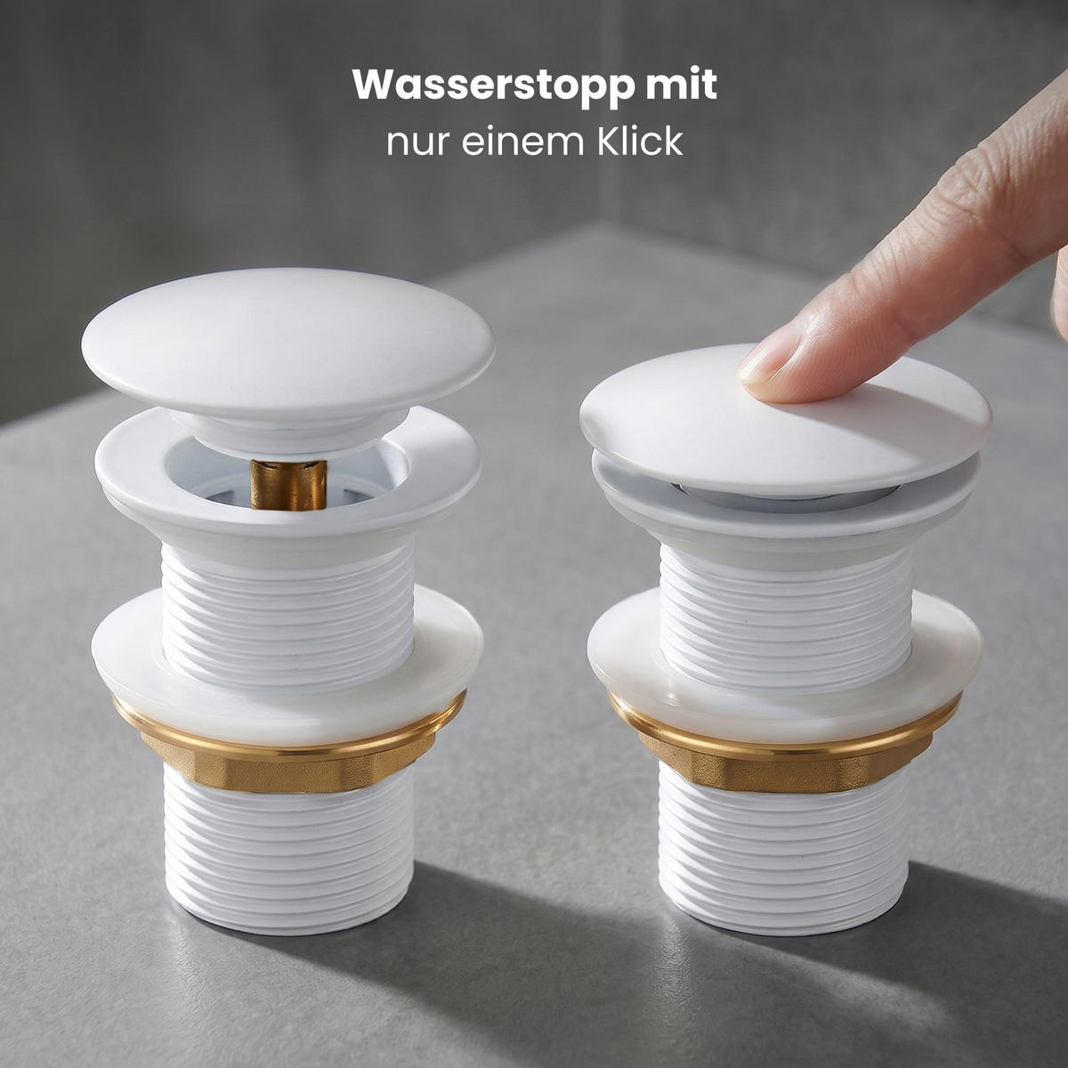 CLICK-CLACK-ABLAUFVENTIL Weiß - Weiß, Metall (6.6/10.2/10.2cm) - Akord