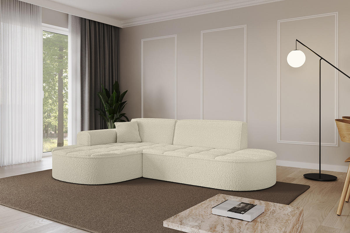 ECKSOFA Ottomane Links TARO-L1 - 243x171x79,5 cm Beige - Beige, Holzwerkstoff/Textil (243/171cm) - ALTDECOR