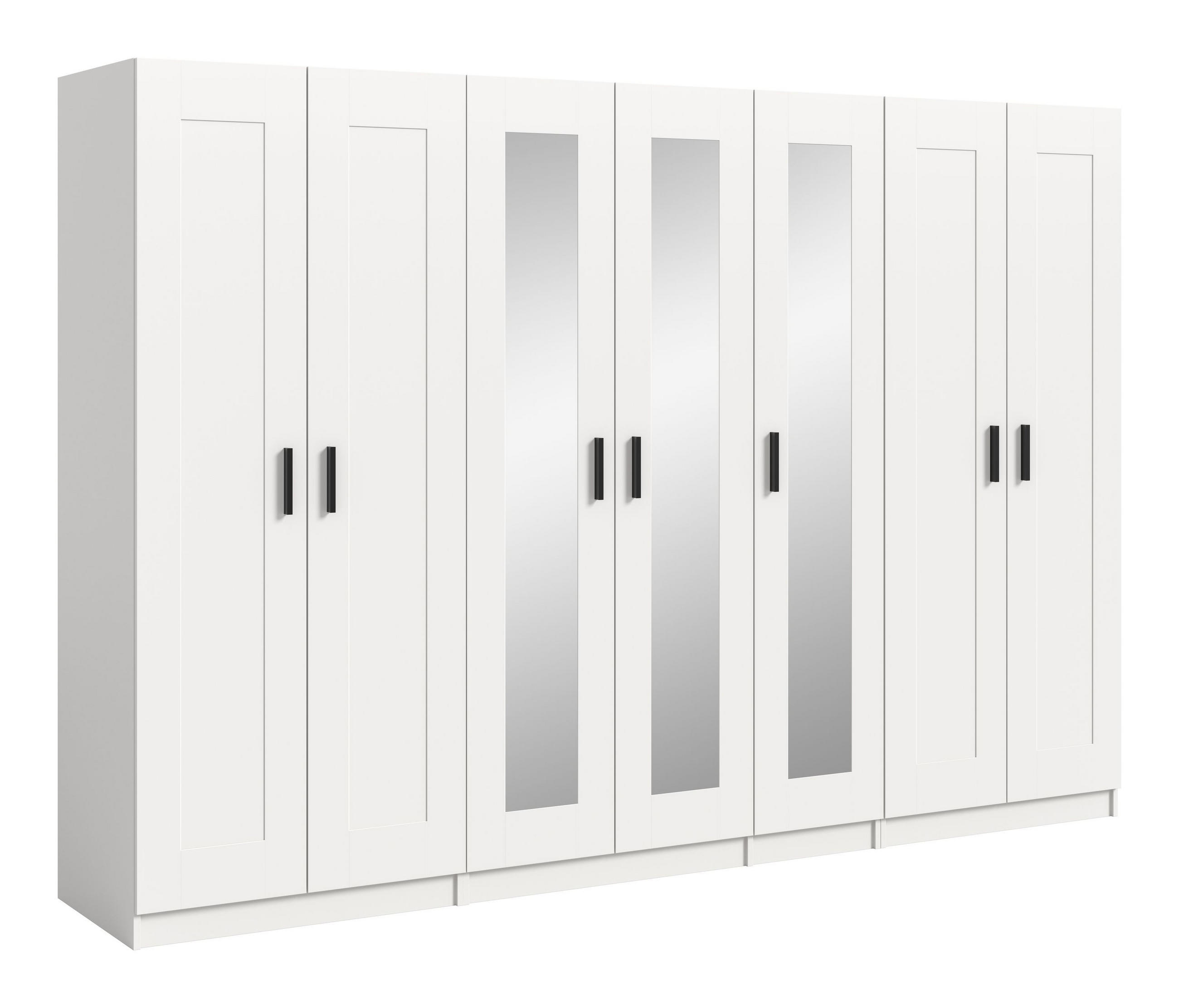 KLEIDERSCHRANKKOMBINATION VISBY (B/H/T: ca. 280/194/56 cm) in weiß/weiß - Weiß, Holzwerkstoff (280/194/56cm)