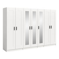 KLEIDERSCHRANKKOMBINATION VISBY (B/H/T: ca. 280/194/56 cm) in weiß/weiß - Weiß, Holzwerkstoff (280/194/56cm)