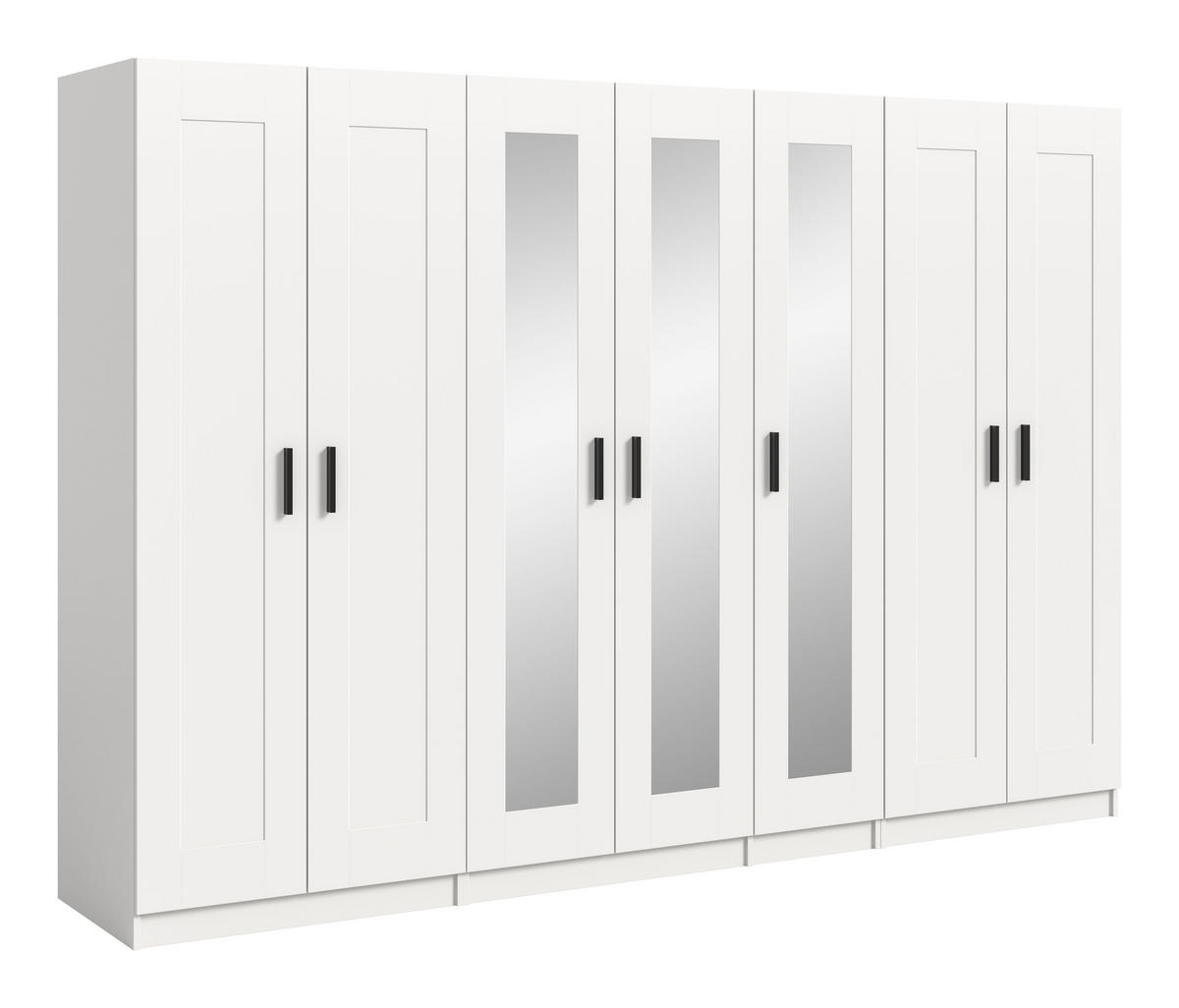 KLEIDERSCHRANKKOMBINATION VISBY (B/H/T: ca. 280/194/56 cm) in weiß/weiß - Weiß, Holzwerkstoff (280/194/56cm)