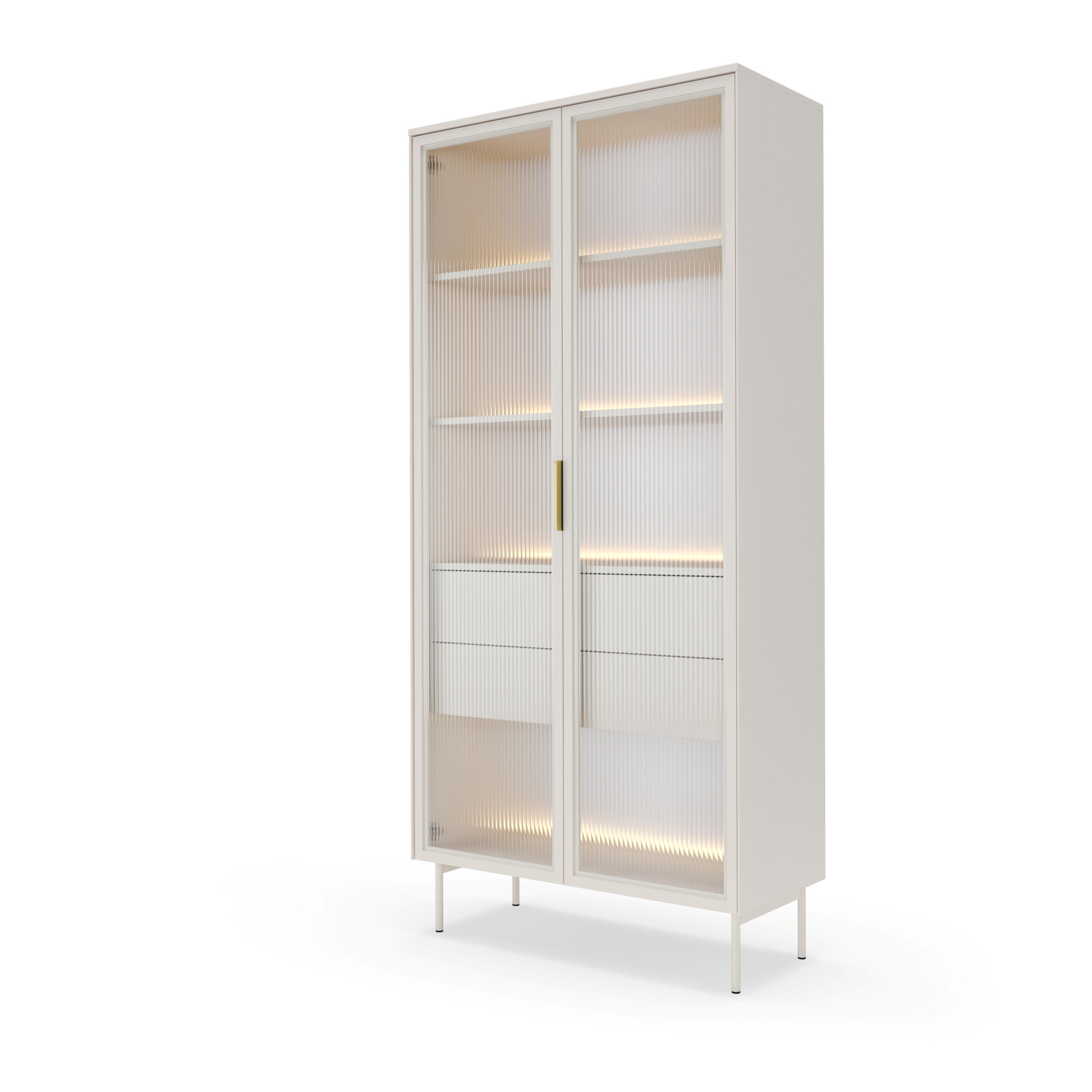 VITRINE GLORIA 194,6 / 91,5 cm in Kaschmir - Kaschmir, Holzwerkstoff (91.5/194.6/39.3cm) - MASSENO