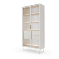 VITRINE GLORIA 194,6 / 91,5 cm in Kaschmir - Kaschmir, Holzwerkstoff (91.5/194.6/39.3cm) - MASSENO