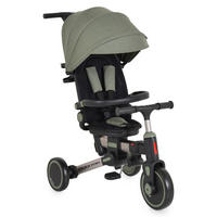DREIRAD Flexton 5 in 1 grün Laufradfunktion, EVA-Reifen, Rückenlehne, Becherhalter, faltbar - Grün, Metall (93/50/96cm)