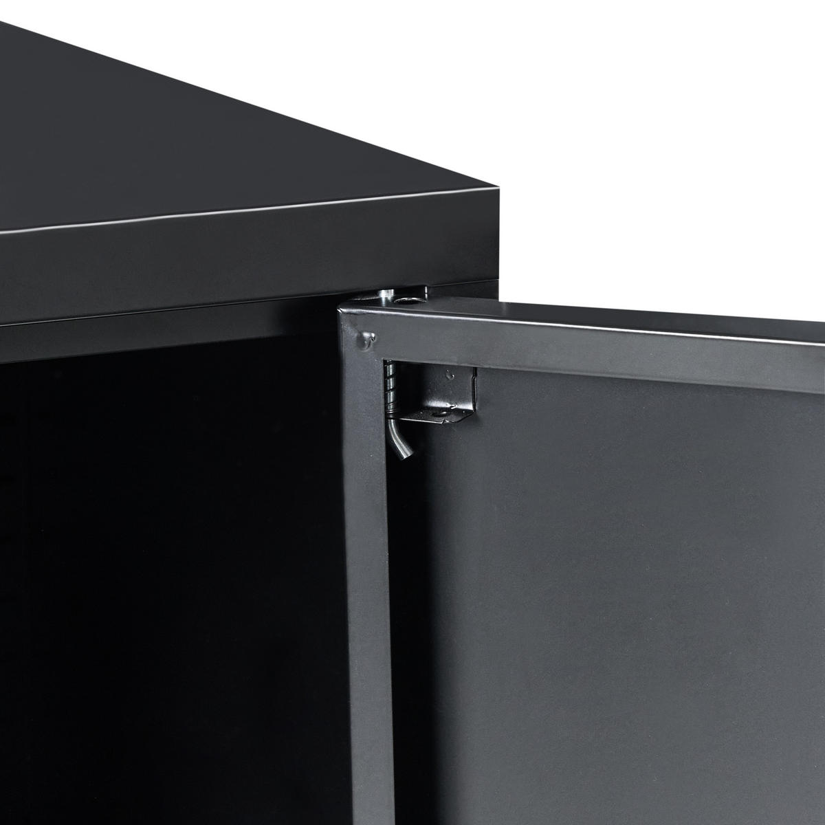 SIDEBOARD mit Glastüren Metall 80 cm Schwarz Esholt - Schwarz, Metall (80/102/40cm) - Beliani