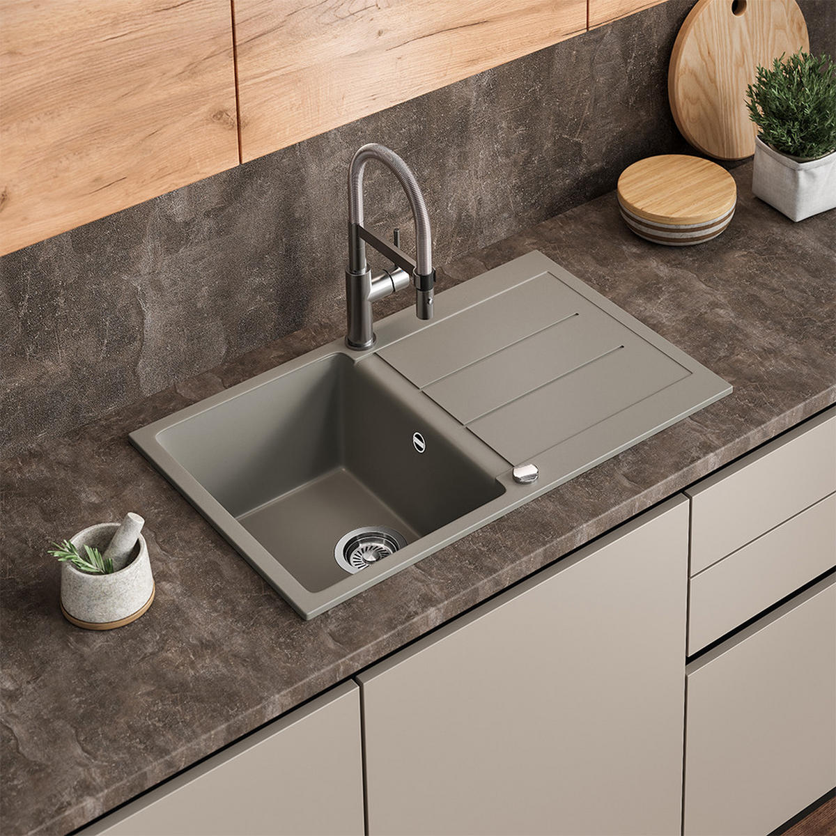 SPÜLBECKEN Kapstadt Beton 78 x 50 cm - Grau, Keramik (78/20/50cm) - Bergstroem