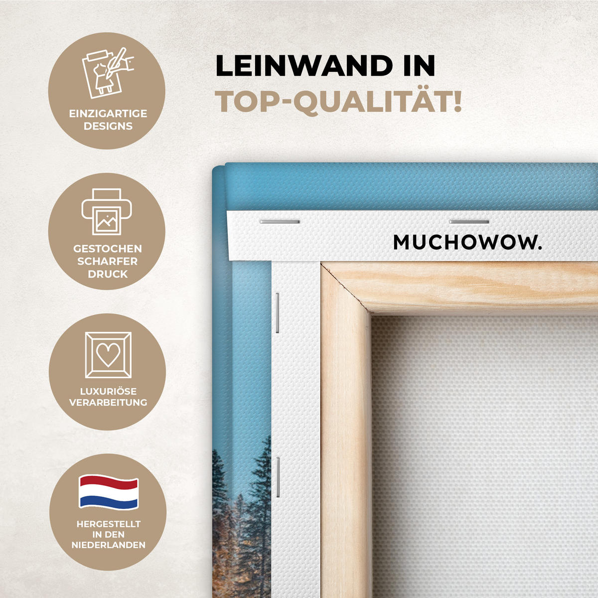 LEINWANDBILD Winterlandschaft - Natur - Haus - Berge - Schnee Wandbild Wohnzimmer 50x50 cm - Hellblau, Textil (50/50cm) - MuchoWow