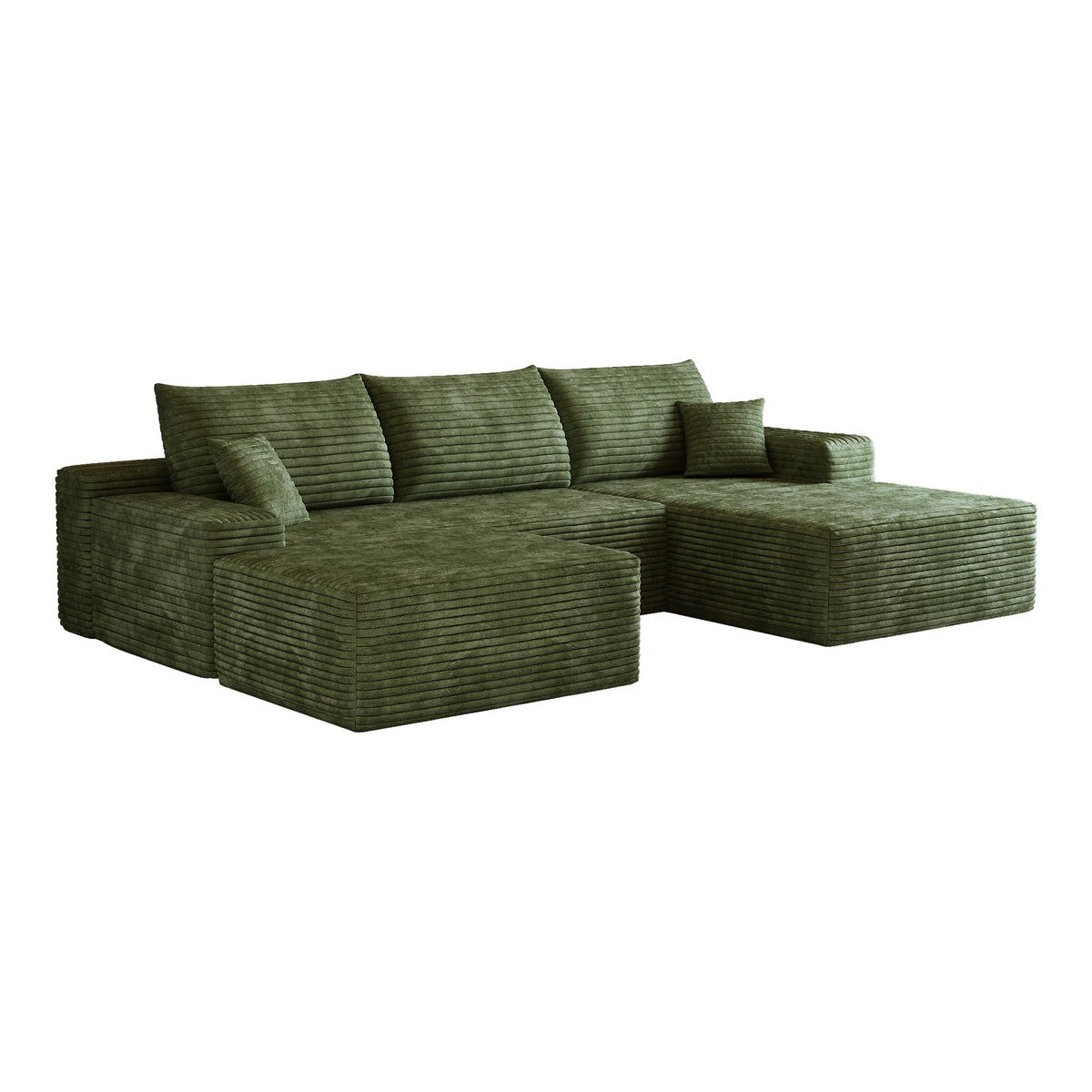 WOHNLANDSCHAFT DE-34857 U-Form 2-Sitzer Chaiselongue rechts Grün - Grün, Textil (175/83/270cm) - ComfortXL