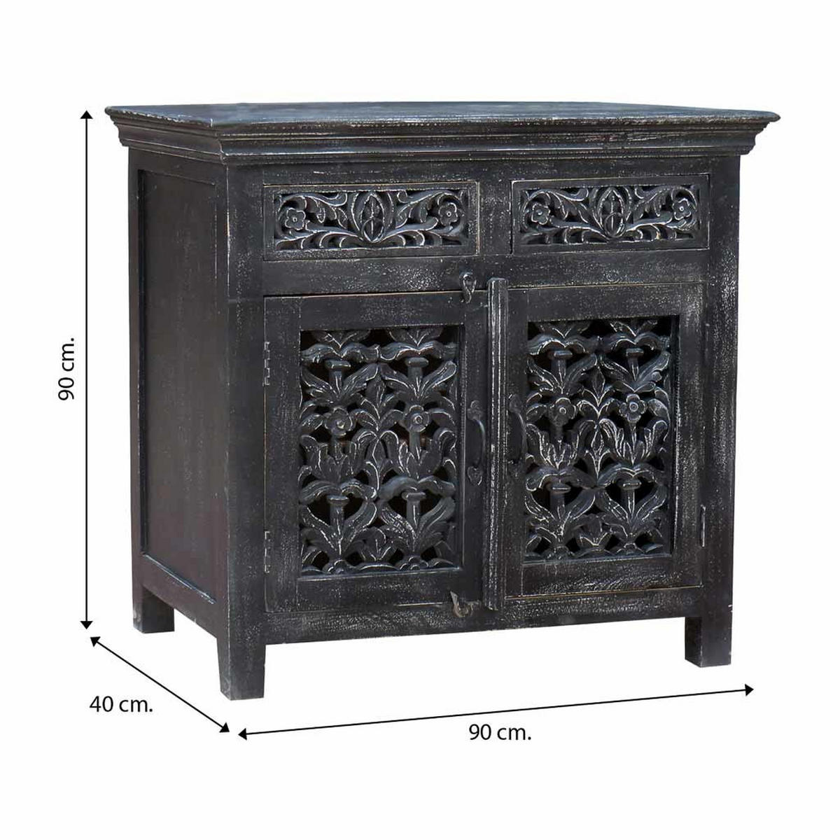 ANRICHTE aus Holz 90x40x90 Cm - Schwarz, Holz (40/90/90cm) - Wanderlust