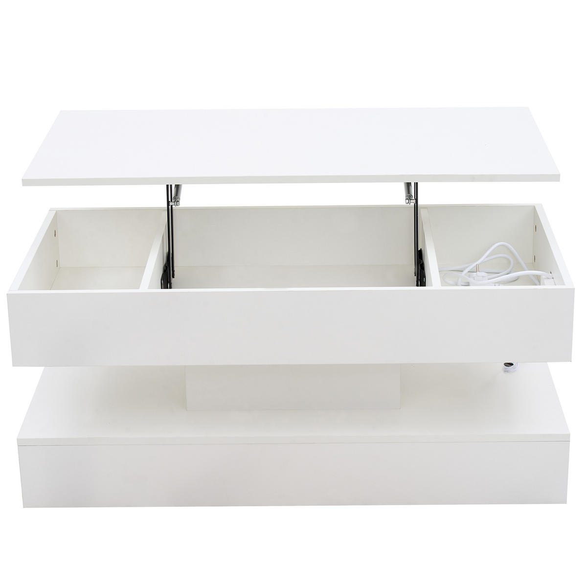 COUCHTISCH höhenverstellbar 50 kg Tragkraft 100 cm Stauraum Lift-Top Spanplatte modern - Weiß, Holzwerkstoff (100/50/42cm) - EVRYAE