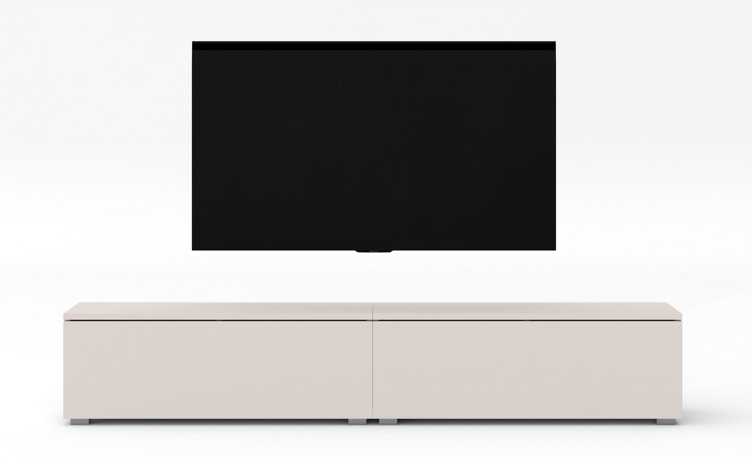 LOWBOARD Loriano 3x100 Beige Kaschmir 300/36,5/32 cm – Hängend und Stehend - Beige, Holzwerkstoff/Kunststoff (200/36.5/32cm) - AX Living