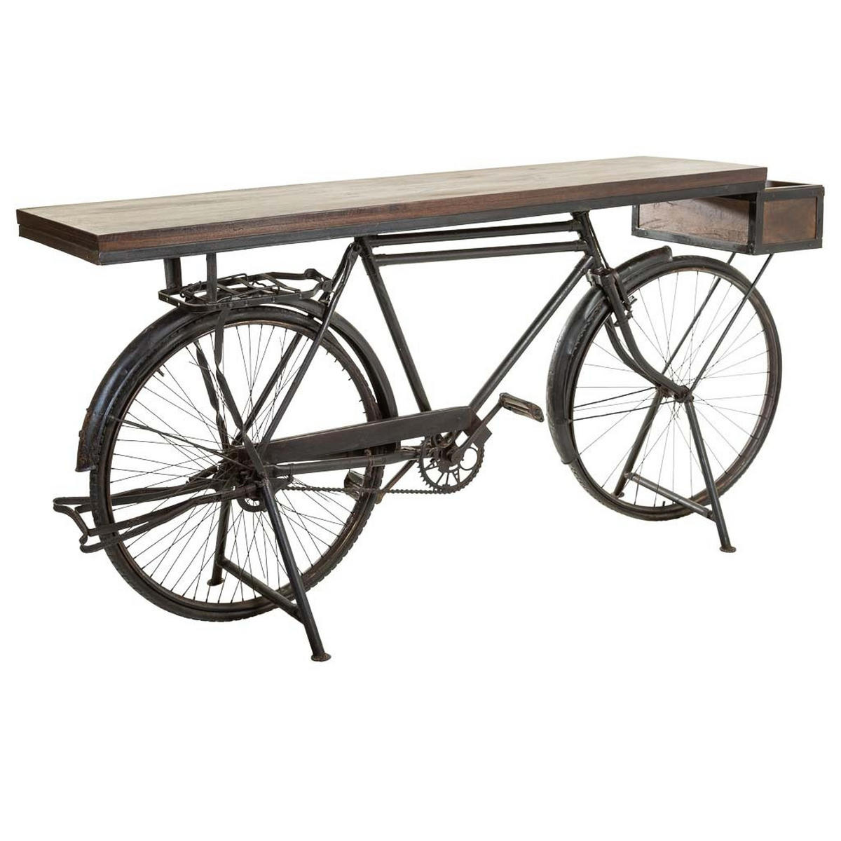 FLURTISCH aus Holz und Metall in Fahrradform, schwarz, 198x50x90 - Multicolor, Metall (50/198/90cm) - Wanderlust