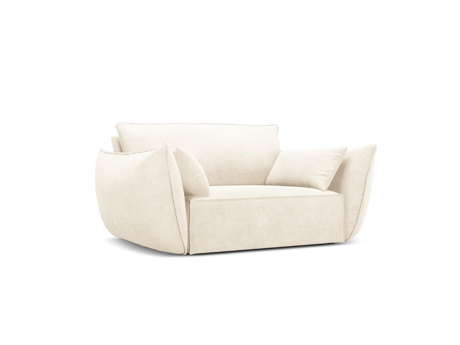 SESSEL Kaelle aus Chenille-Stoff leichtes beige - Creme, Textil (100/85/128cm) - Micadoni