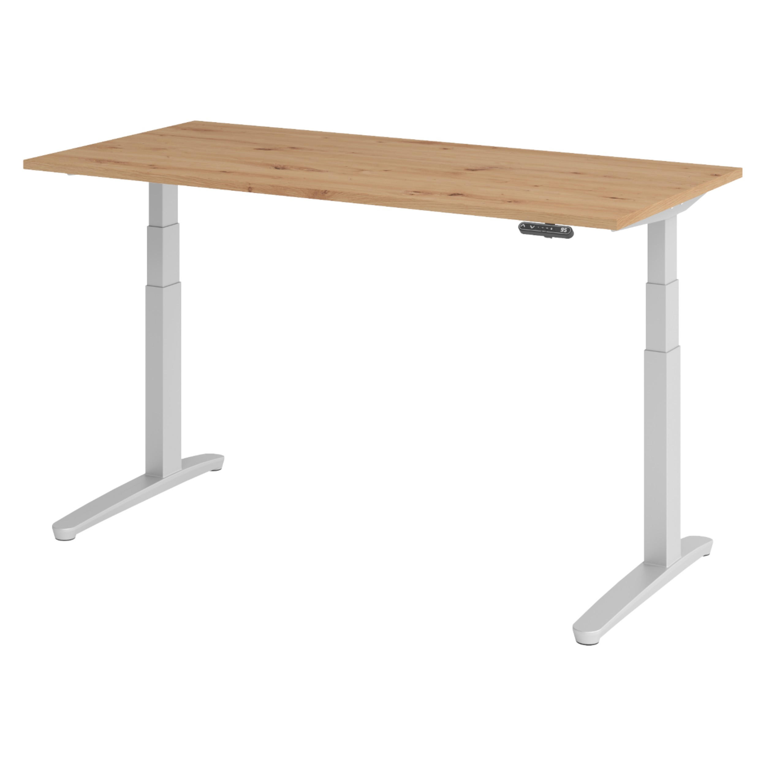 SCHREIBTISCH elektrisch XBHM 80/160/74 cm in Wildeiche/Silberfarben - Wildeiche/Silberfarben, Holzwerkstoff (80/160/74cm) - bümö
