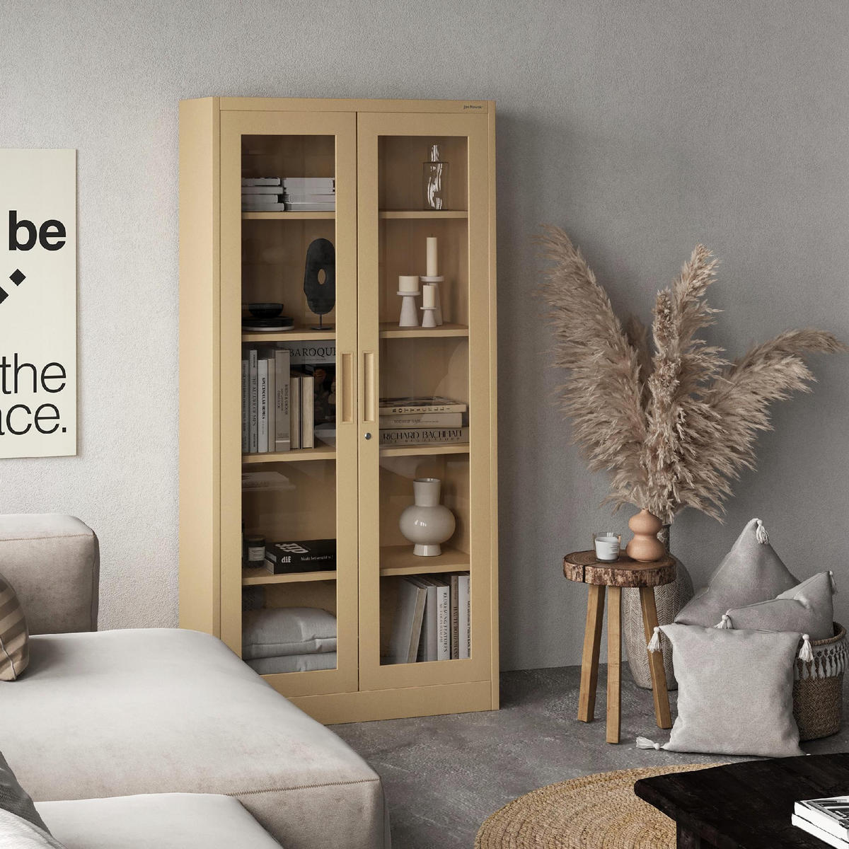 VITRINENSCHRANK Amelia - Beige, Metall (90/185/40cm) - Jan Nowak