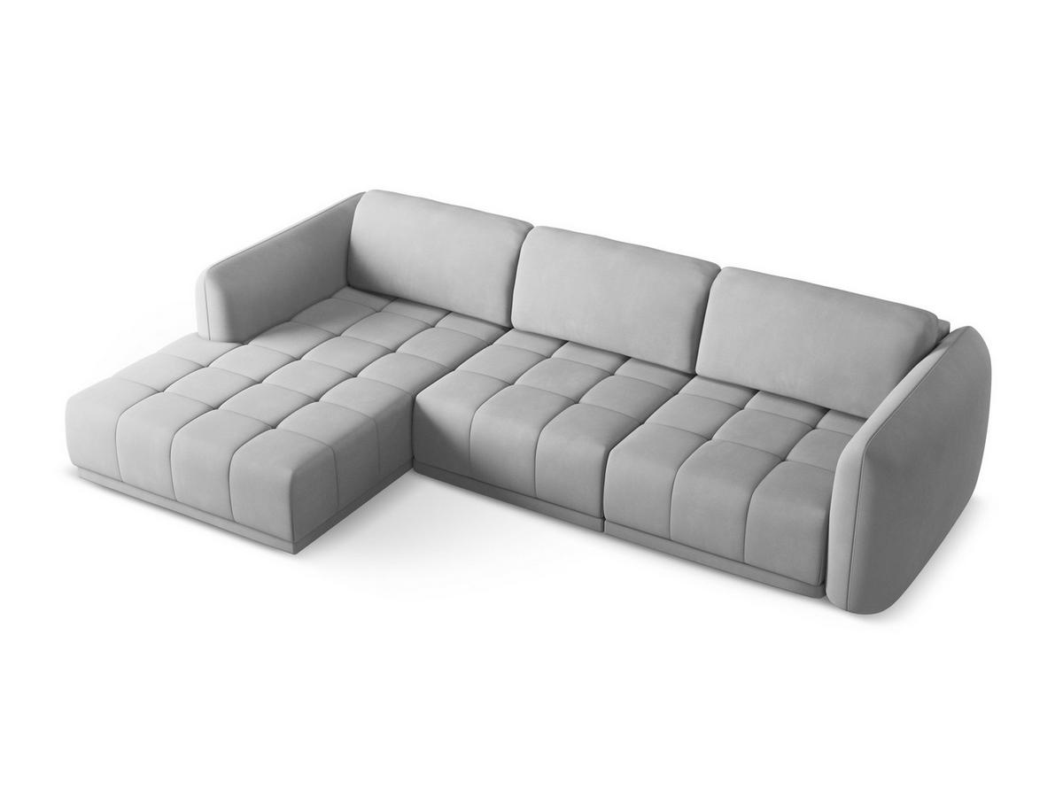ECKSOFA Links Chenille Stoff Grau - Hellgrau/Schwarz, Kunststoff/Textil (170/290cm) - Makamii