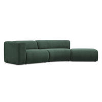 4-SITZER-SOFA Chenille Stoff Grün - Waldgrün/Schwarz, Kunststoff/Textil (335/70/166cm) - Makamii