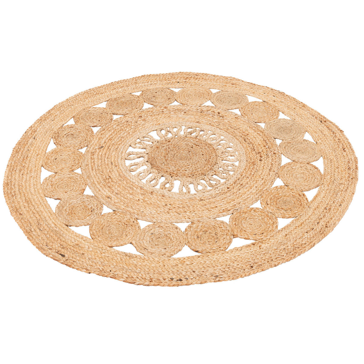 HANDGEFERTIGT JUTE TEPPICH PIA RUND - Beige, Textil (120/120cm) - Pergamon