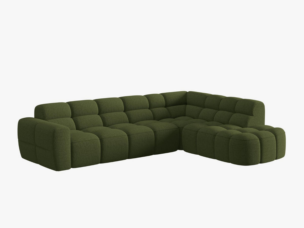 ECKSOFA rechts Lisa aus strukturiertem Stoff grün meliert 5 Sitzplätze - Grün, Textil (234/293cm) - Micadoni
