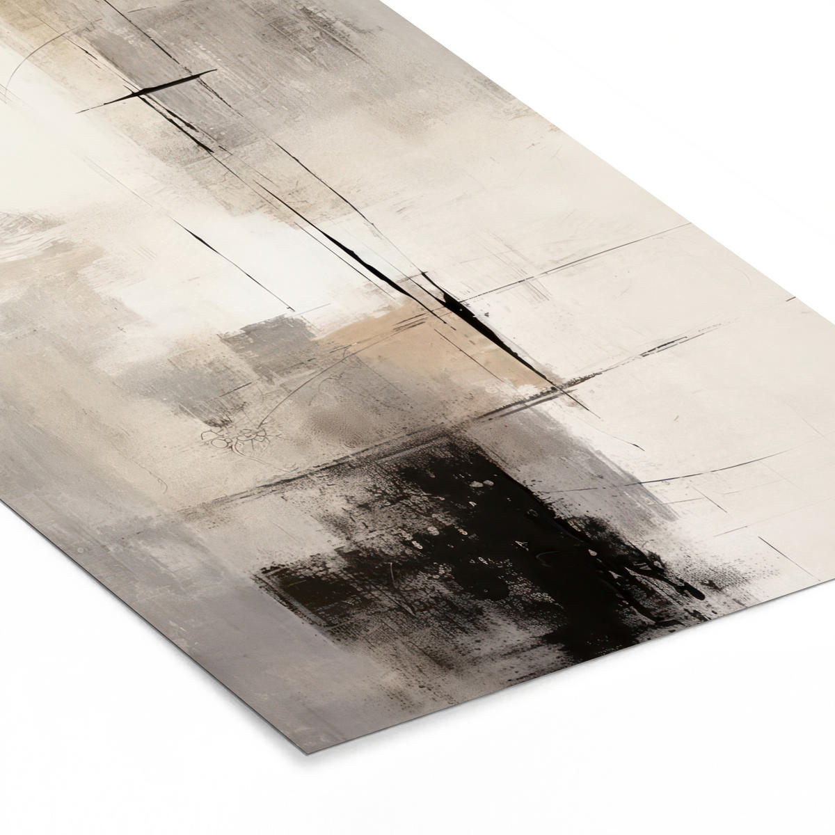 GERAHMTES BILD Abstrakt - Kunst - Grau 20x30 cm - Hellgrau, Papier (20/30cm) - MuchoWow