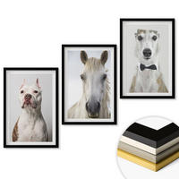WANDBILDER 3er-Set - 40x60 cm Schwarzer Rahmen - Elegante Porträts von Hunden und Pferden - Schwarz, Kunststoff (40/60cm) - ArtPrintCave