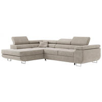 ROHOVÁ SEDAČKA GUSTAW L - Béžová Strukturovaná látka - Levá Strana - stříbrná/béžová, kov/textil (275/205cm) - MKS