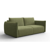 SOFA TAUER 3-Sitzer, Bouclé-Stoff grün - Schwarz/Grün, Holz/Textil (206/84/112cm) - Courtois Laville