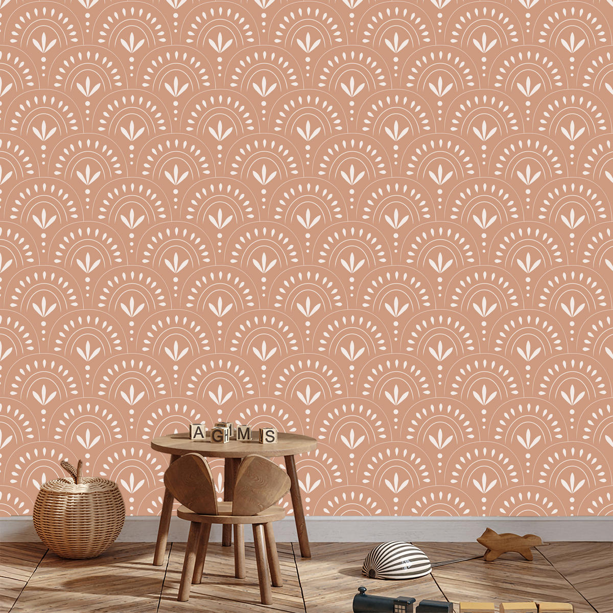 VLIESTAPETE Boho-Ornamente – Terrakotta, Creme – 50x1000 cm - Terracotta/Creme, Papier (50/1000cm) - Muralo