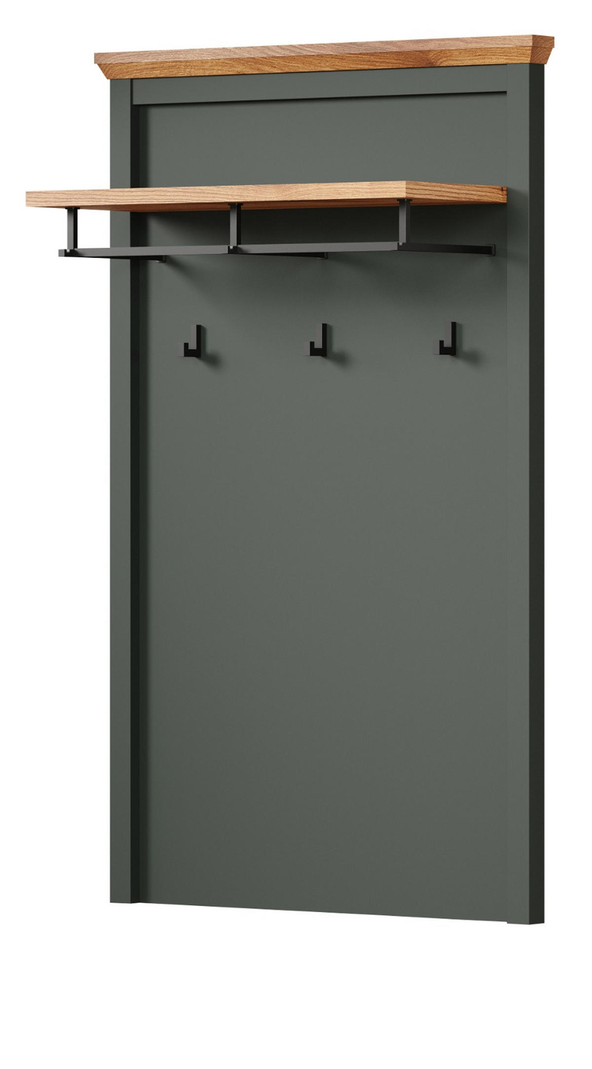 GARDEROBENPANEEL grün, Evoke Eiche 77 x 123 cm, Wandgarderobe im Landhaus-Stil - Eichefarben/Grün, Holzwerkstoff (28/123/77cm) - Top.Furn
