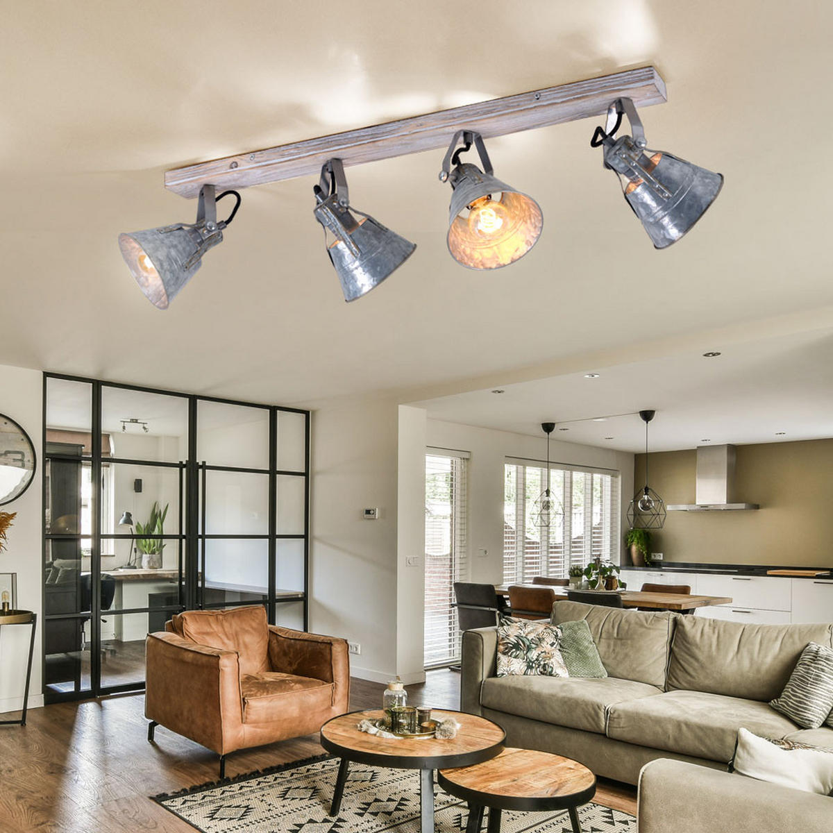 LED DECKENLEUCHTE GÜNTHER Metall Silber - Silberfarben, Metall (82/17.5/18cm) - Globo Lighting