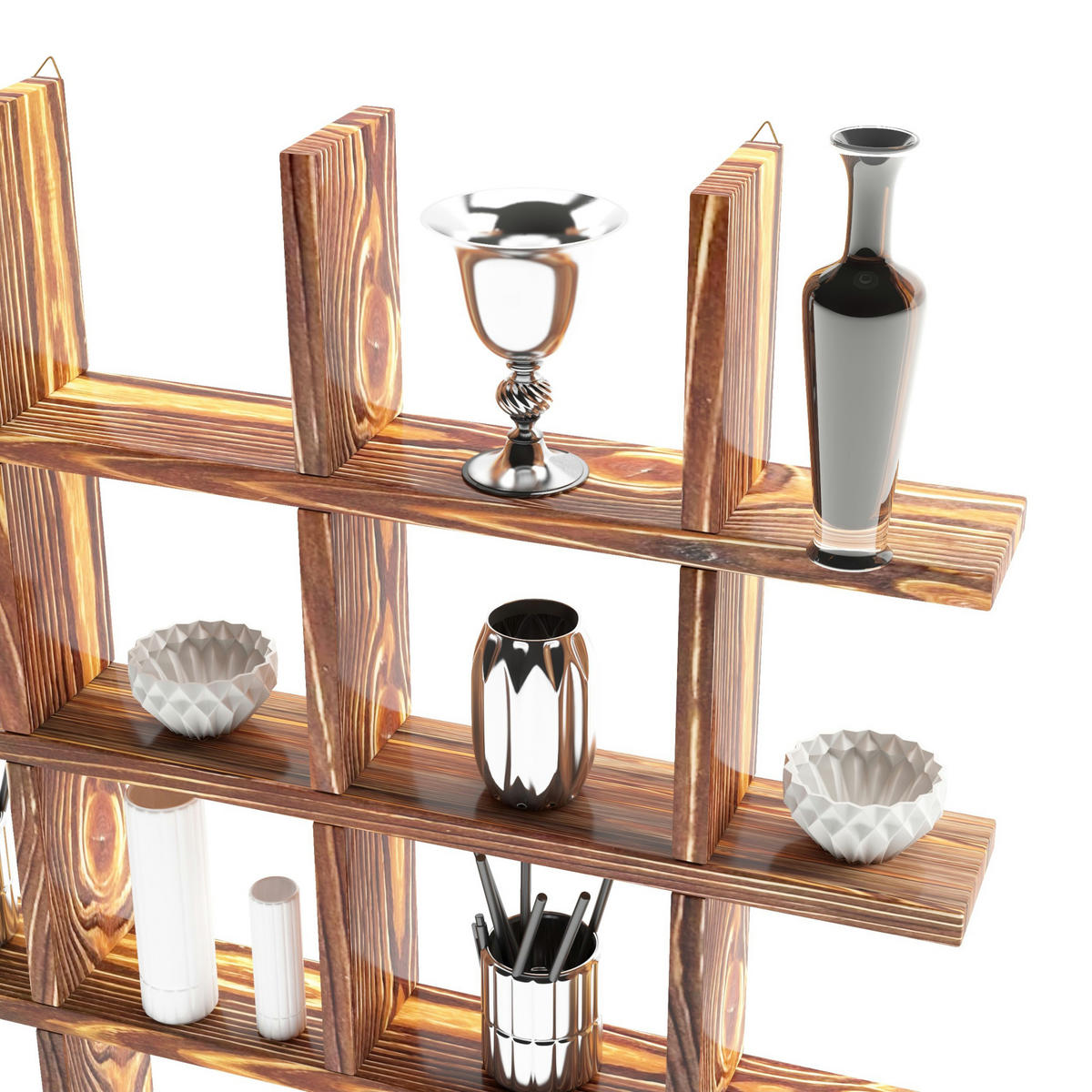 WANDREGAL Orimattila - Dunkelbraun, Holz (62/62/9cm) - [en.casa]