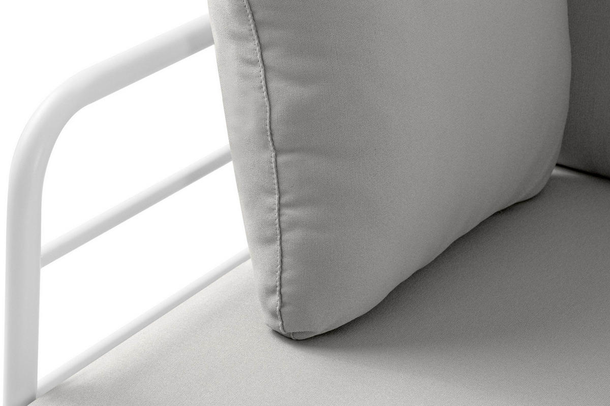GARTENECKSOFA RAMBE 5-Sitzer mit Kissen, Weiß/Hellgrau - Hellgrau/Weiß, Textil/Metall (304/80/229cm) - KONSIMO®